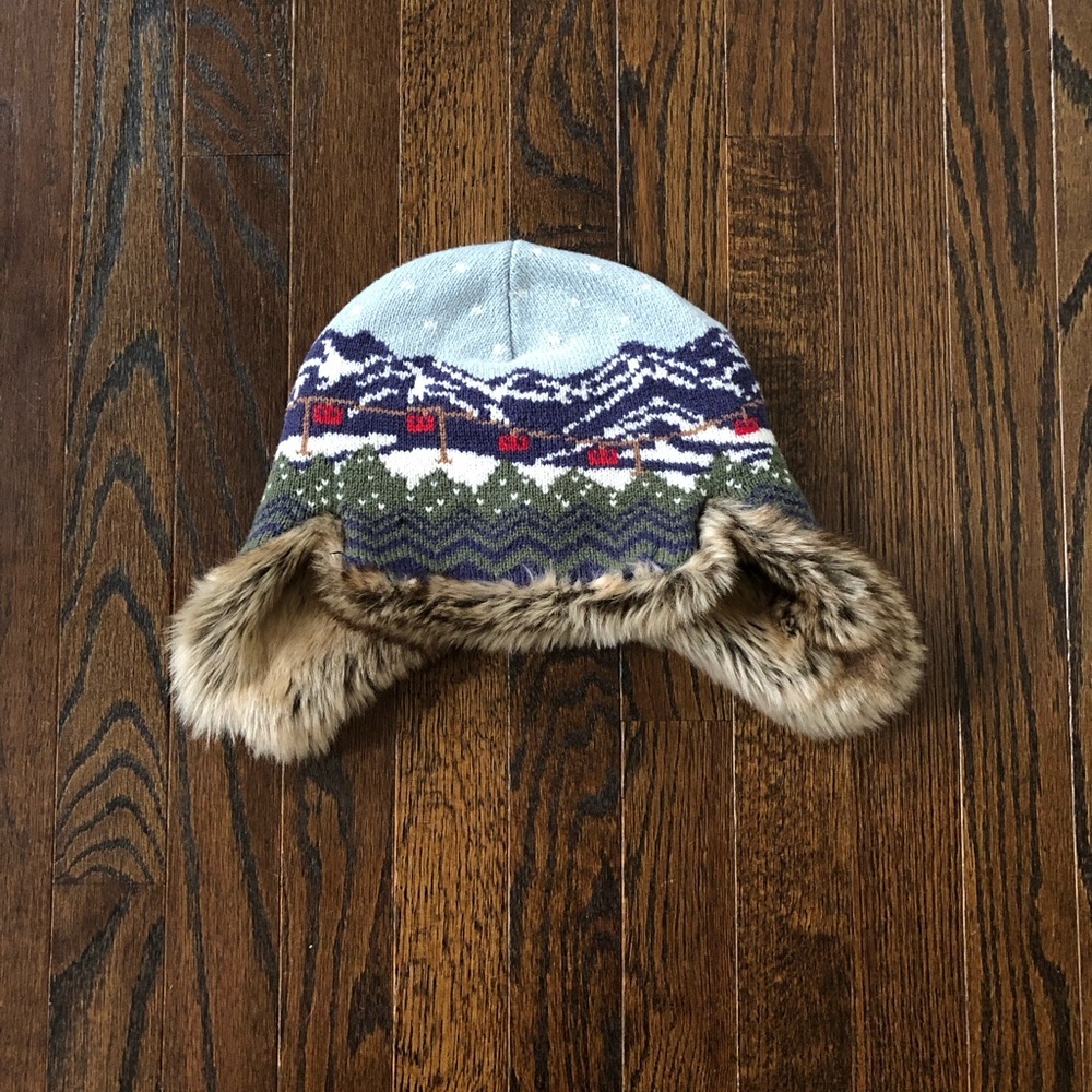 Hanna Andersson Boys L Fair Isle Apres Ski Knit Cotton Trapper Winter Hat - EUC!